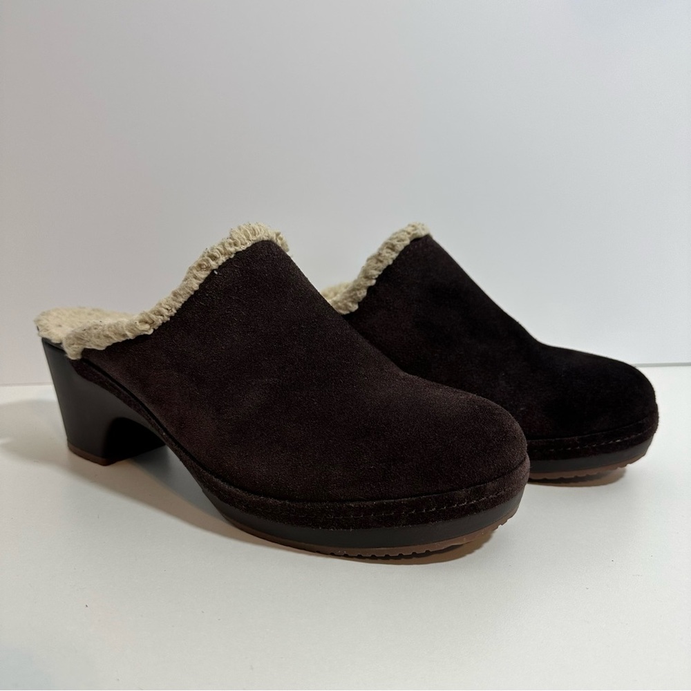Women's Crocs Dual Comfort •Sarah Suede Faux Fur Lined • Clogs Mules Size 10